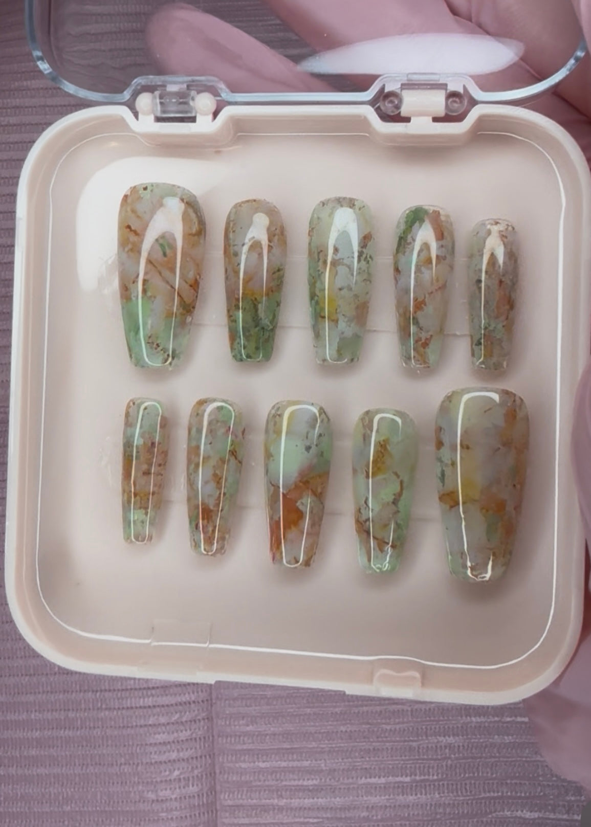 Earthy Marble Elegance Nails