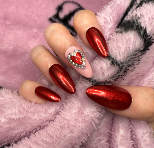 Achy Breaky Heart Chrome Nails