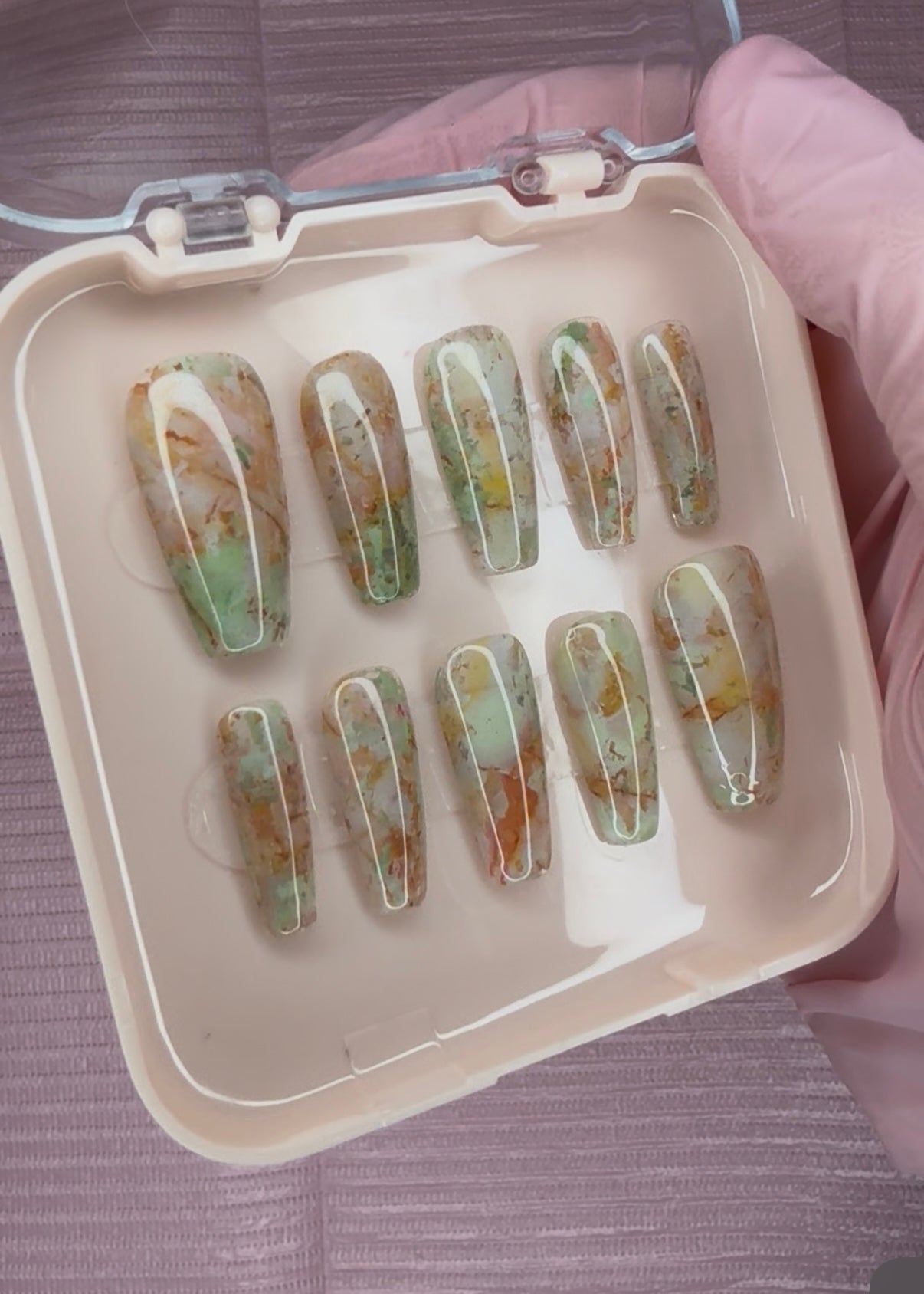 Earthy Marble Elegance Nails