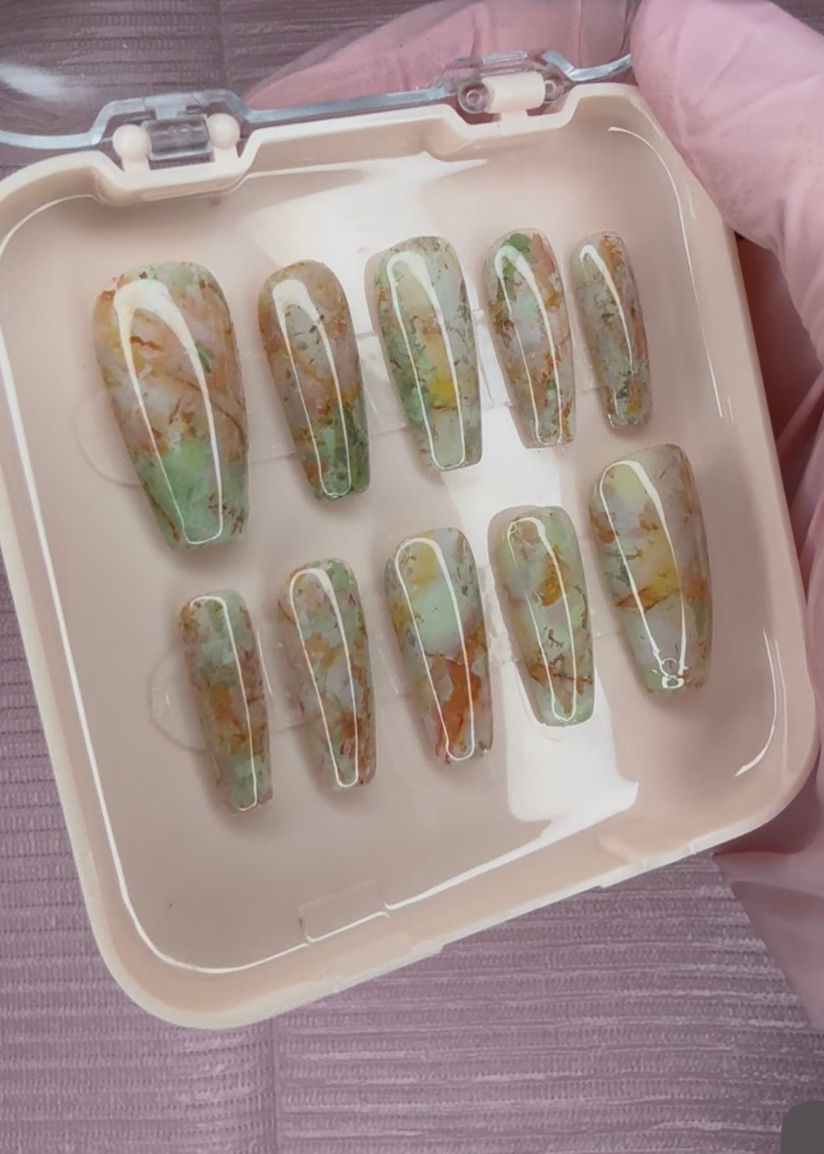 Earthy Marble Elegance Nails